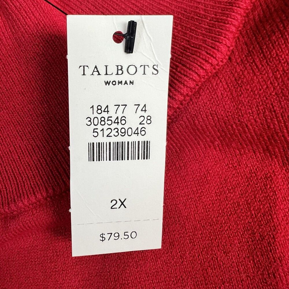 Talbots Woman's 2X‎ Red Sweater Cotton Modal Nylon Mock Neck - Picture 2 of 6